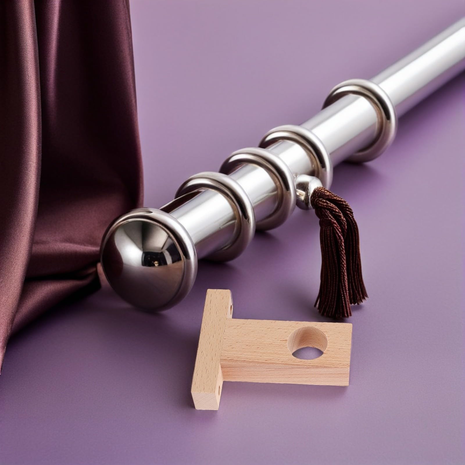 SOLUSTRE Supporti per Asta per Tende in Legno 4 Pezzi 2,5 Cm e 3 Cm, Staffe per Bastoni da Parete Elevata capacità Portante per Soggiorno e Camera da Letto