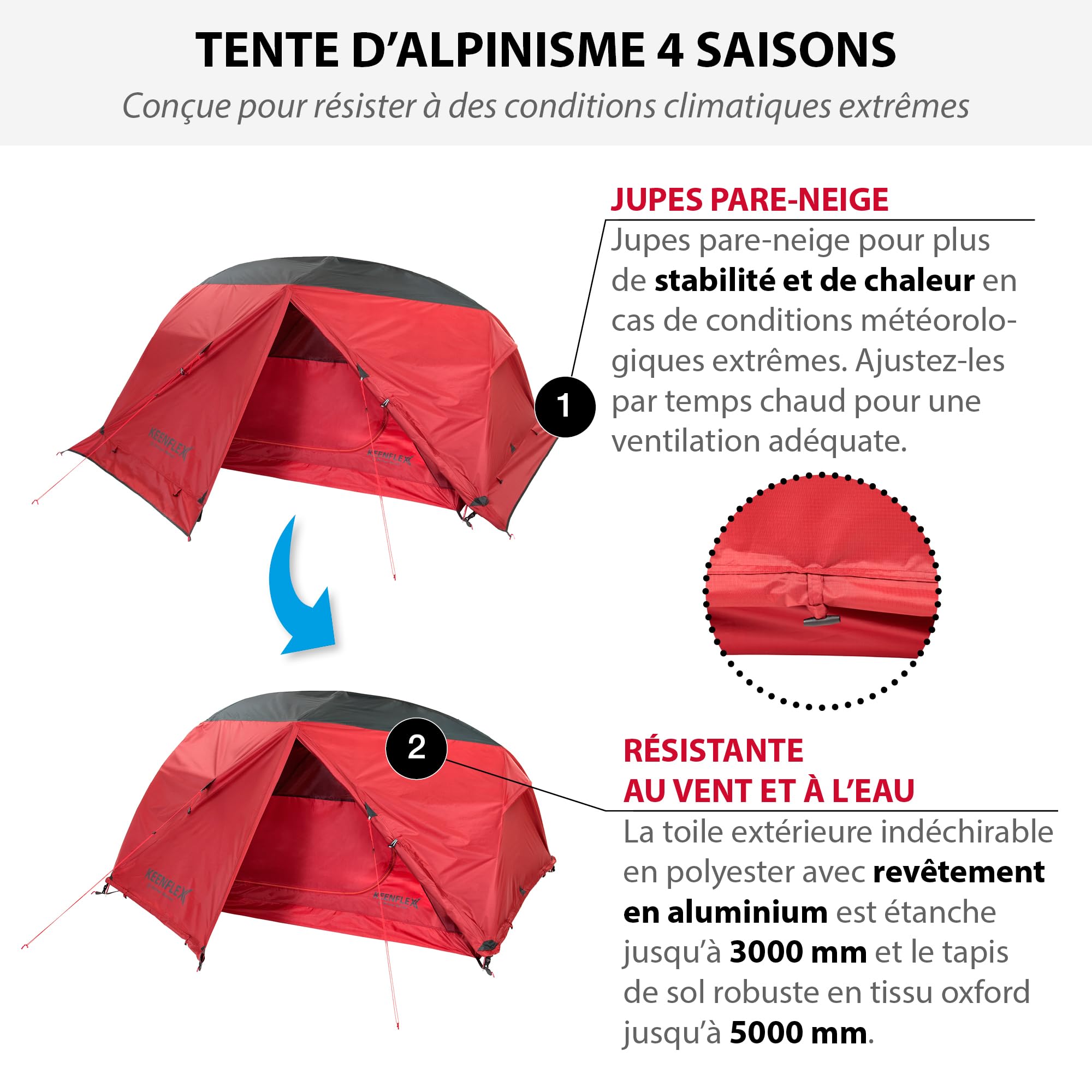 Tente de Camping Trekking ultralégère pour 2 Personnes 2300 g