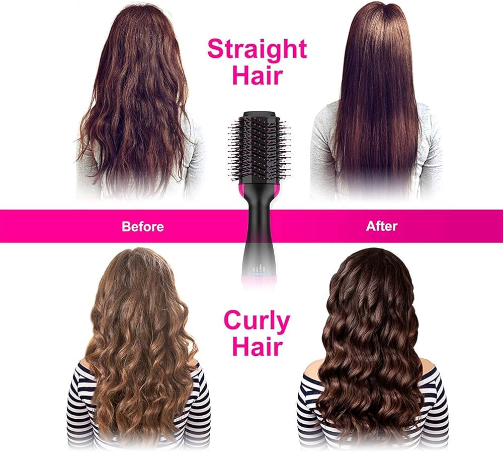 4 In 1 One Step Hair Dryer And Volumizer, Hot Air Brush, Styling Brush Styler, Negative Ion Hair Straightener Curler Brush For All Hairstyle-Black, 1000 Watts : Amazon.in: Beauty