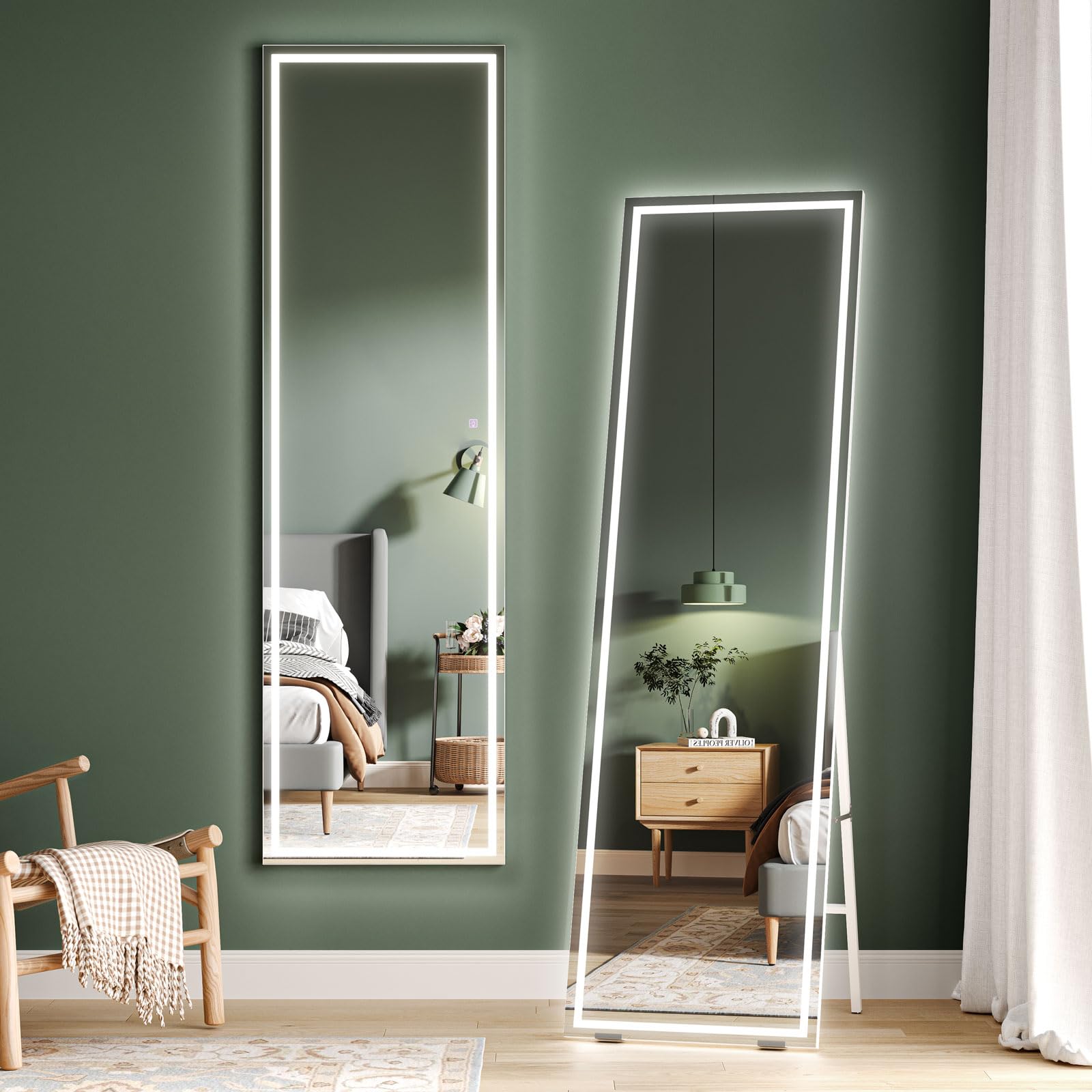 Dripex LED Full Length Dressing Mirror, 160x40cm Free Standing Floor ...