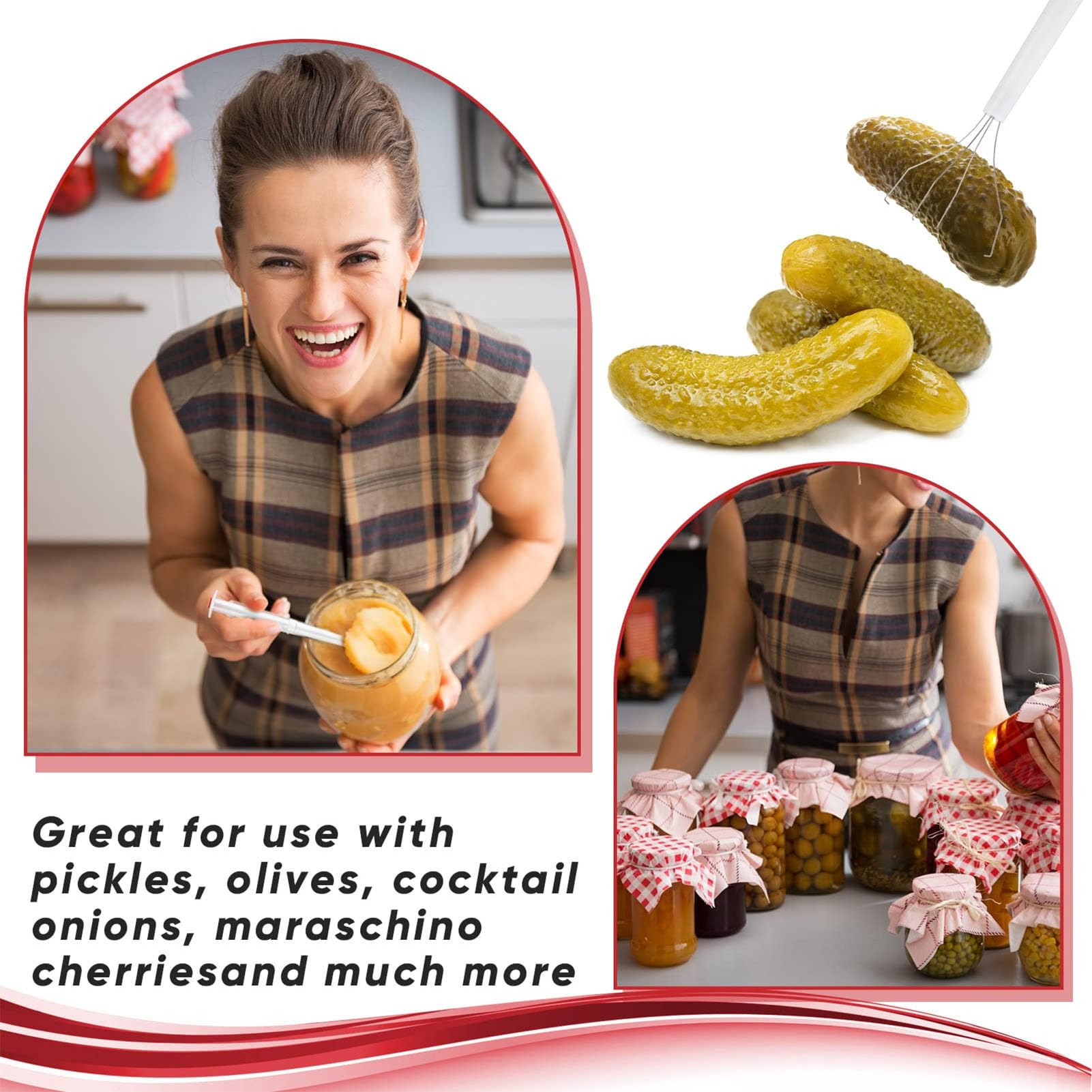 4PCS Pickle Picker,Pickle Pincher Pickle Grabber Tool Pickle Pincher Pickle Grabber Tool Pickle Jar Fork for Kitchen Food Olive,White and Red
