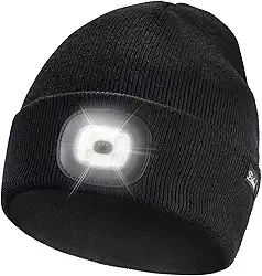 Etsfmoa Gorro unissex com presentes de luz para homens, pai pai e pai, bonés recarregáveis por USB, Preto