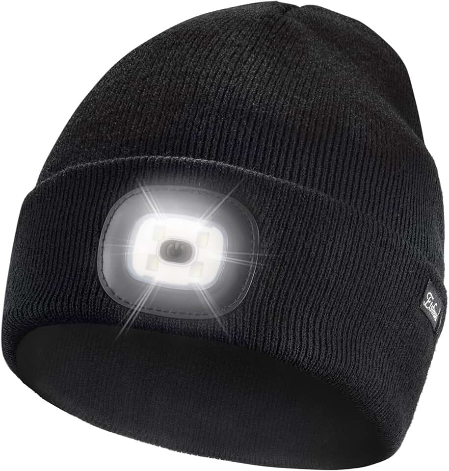 Etsfmoa Gorro unissex com presentes de luz para homens, pai pai e pai, bonés recarregáveis por USB, Preto