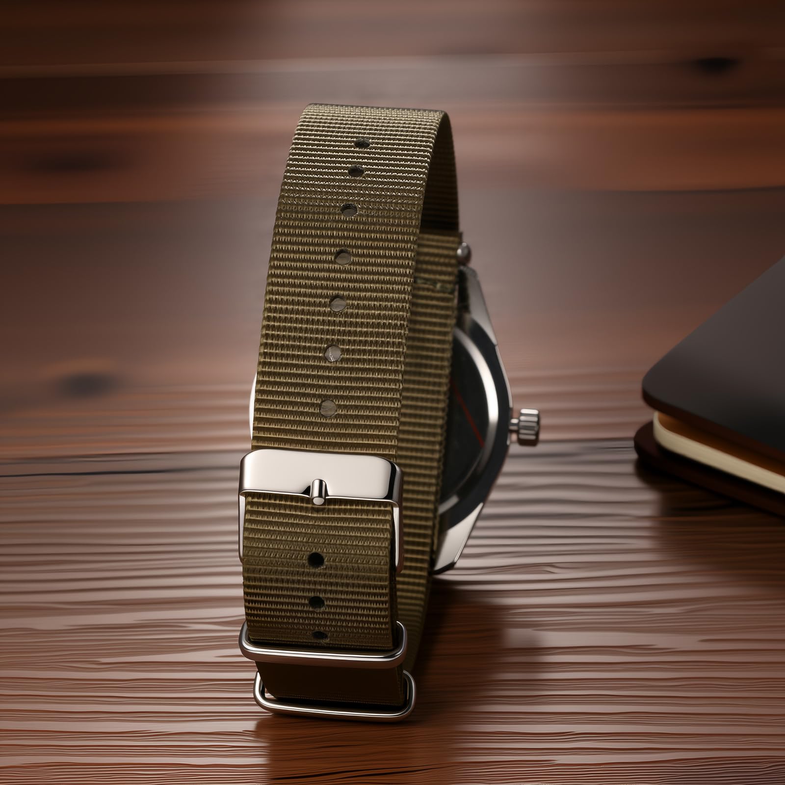 OIDEA Reloj Táctico Hombre Cuarzo: Correa Nylon Negro, Esfera Negro, Grandes Números Árabes, Fecha Semana, Agujas Luminosas, Bisel Giratorio, Estilo Military Field