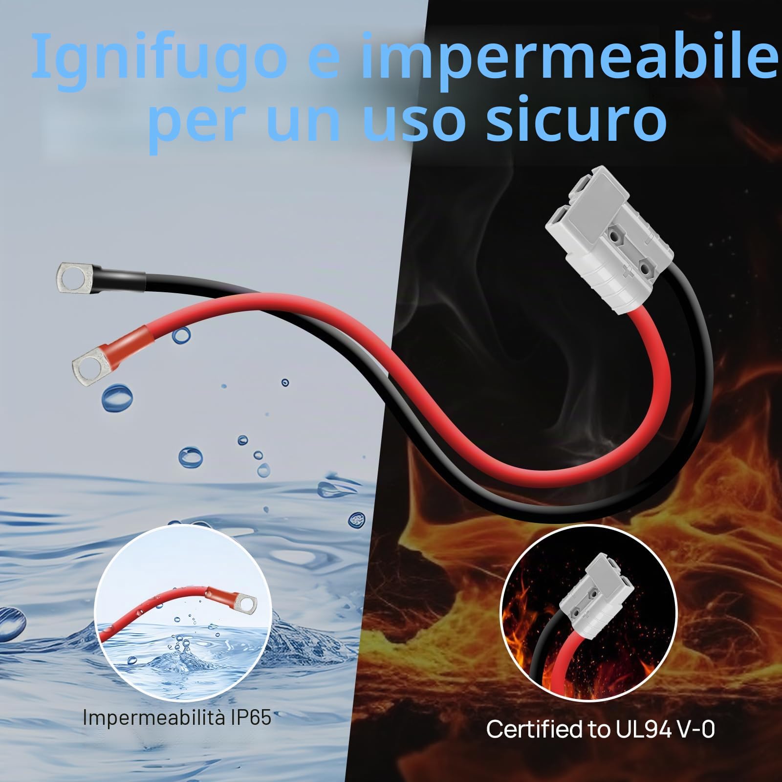 DCHOUSE 1 connettore batteria da 120 A, 4 AWG, 600 V, cavo batteria M8, connettori rapidi impermeabili per il trasferimento di corrente di batterie Lifepo4, carrello da golf