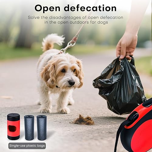 Miniatura 6 de Correa retráctil para perro con cable a prueba de mordidas, correa resistente de 26 pies para perros medianos y grandes de hasta 110 libras, 360 sin