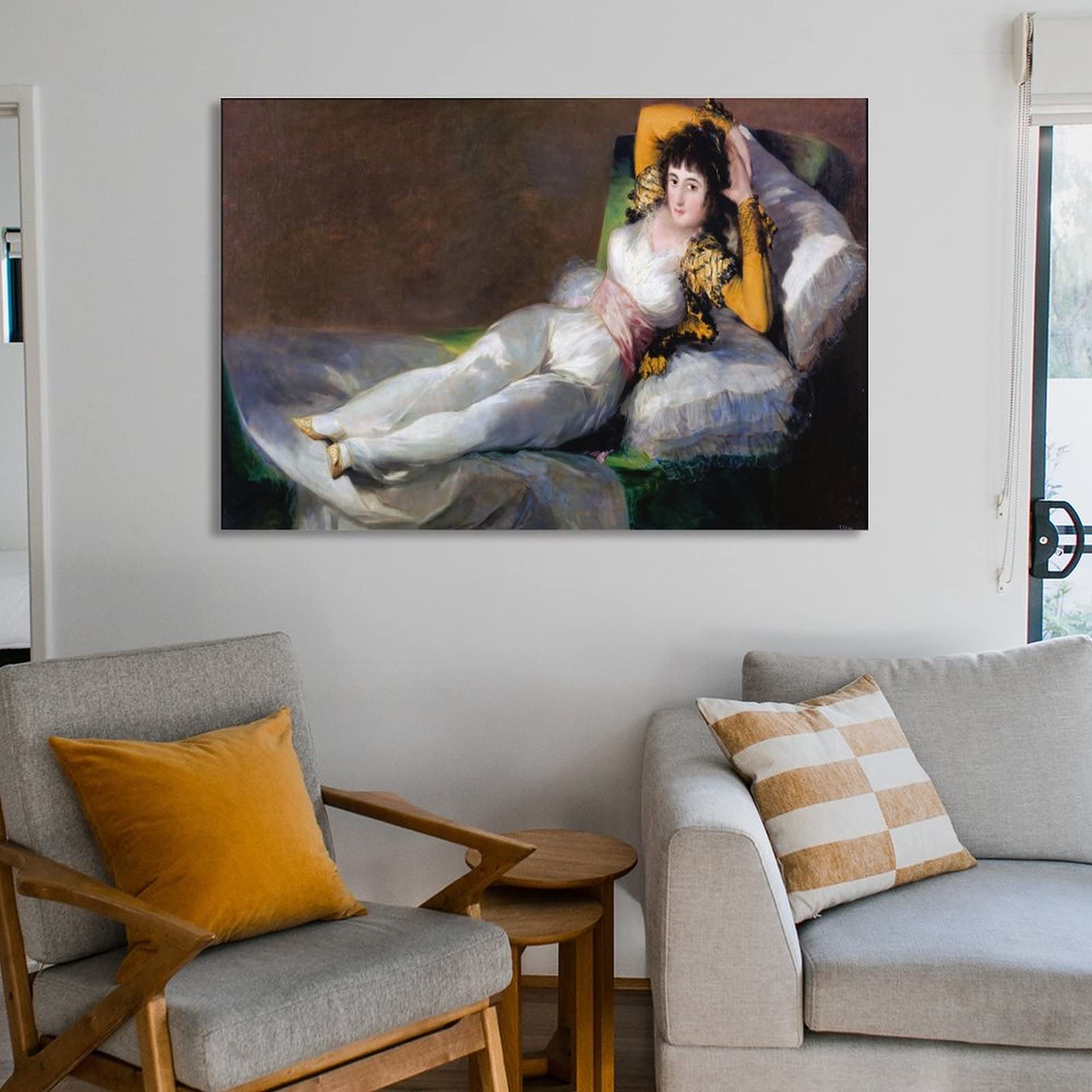 印刷複製画　 フランシスコ•デ•ゴヤ着衣のマハ婦人木製額縁 絵画 美術工芸画 ゴヤ【着衣のマハ】 - 手描き 絵画（油絵複製画）販売のアート名画館