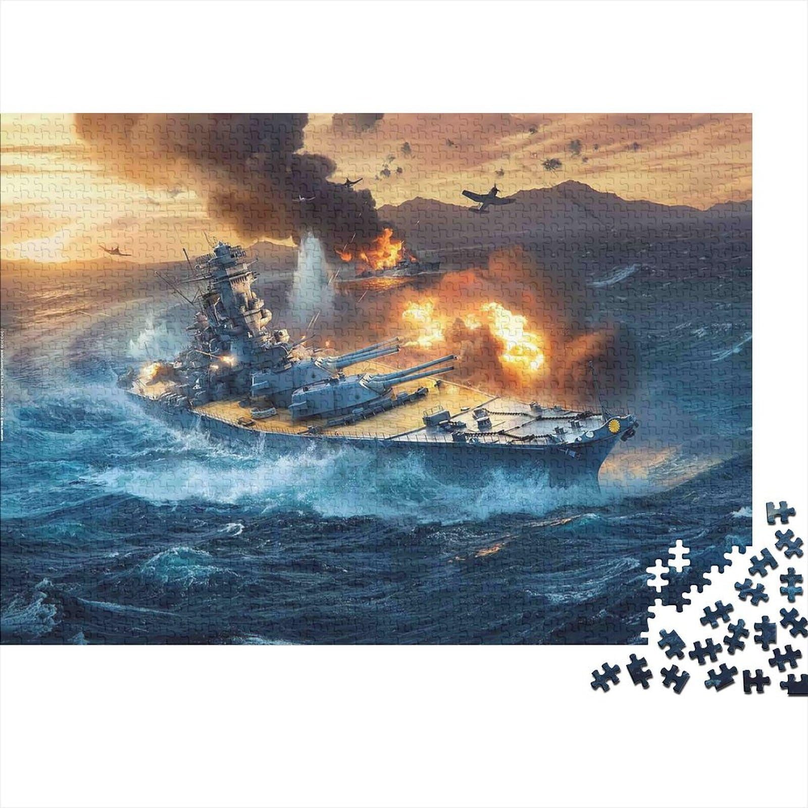 Battleship Naval Battle 1000 Piece Jigsaw Puzzle for Adults Paper Game Night Focus 70x50cm/1000pcs
