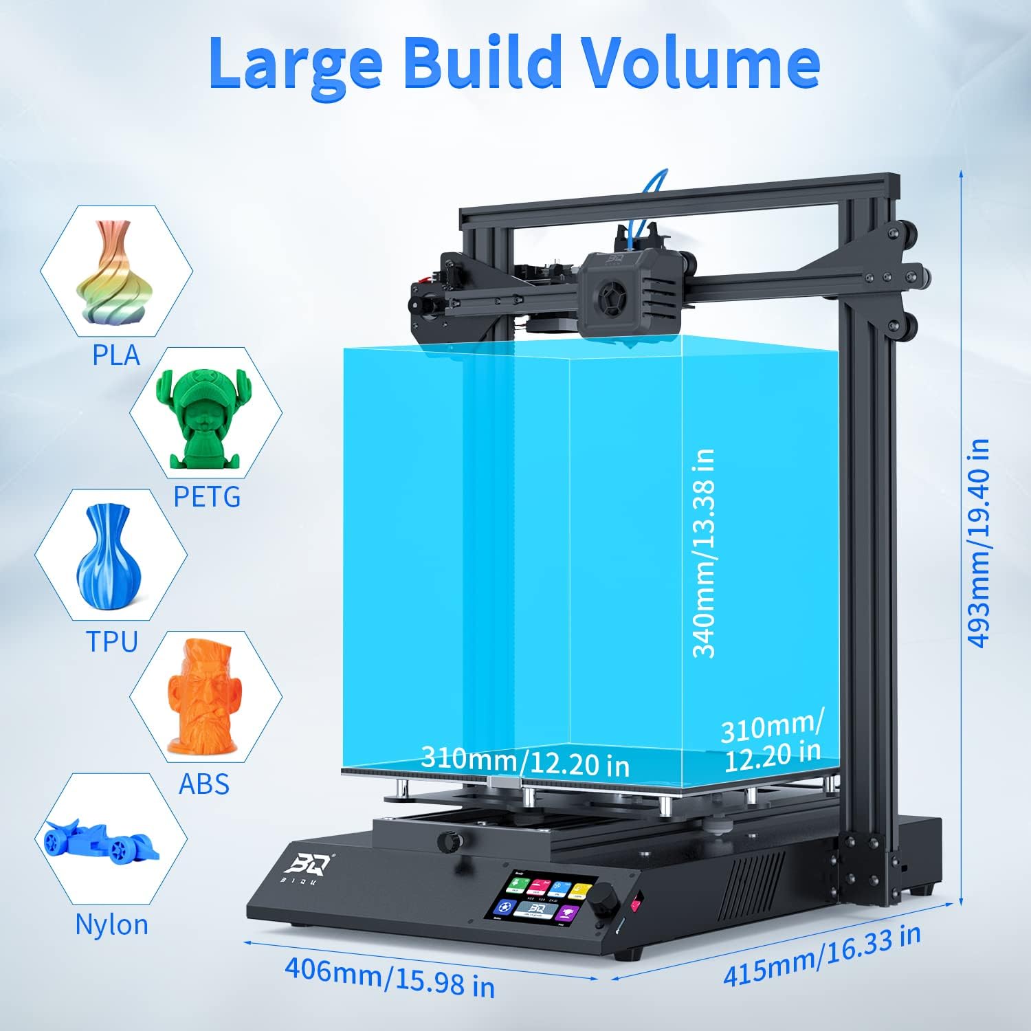 BIQU B1 SE Plus 3D Printer actively printing a model