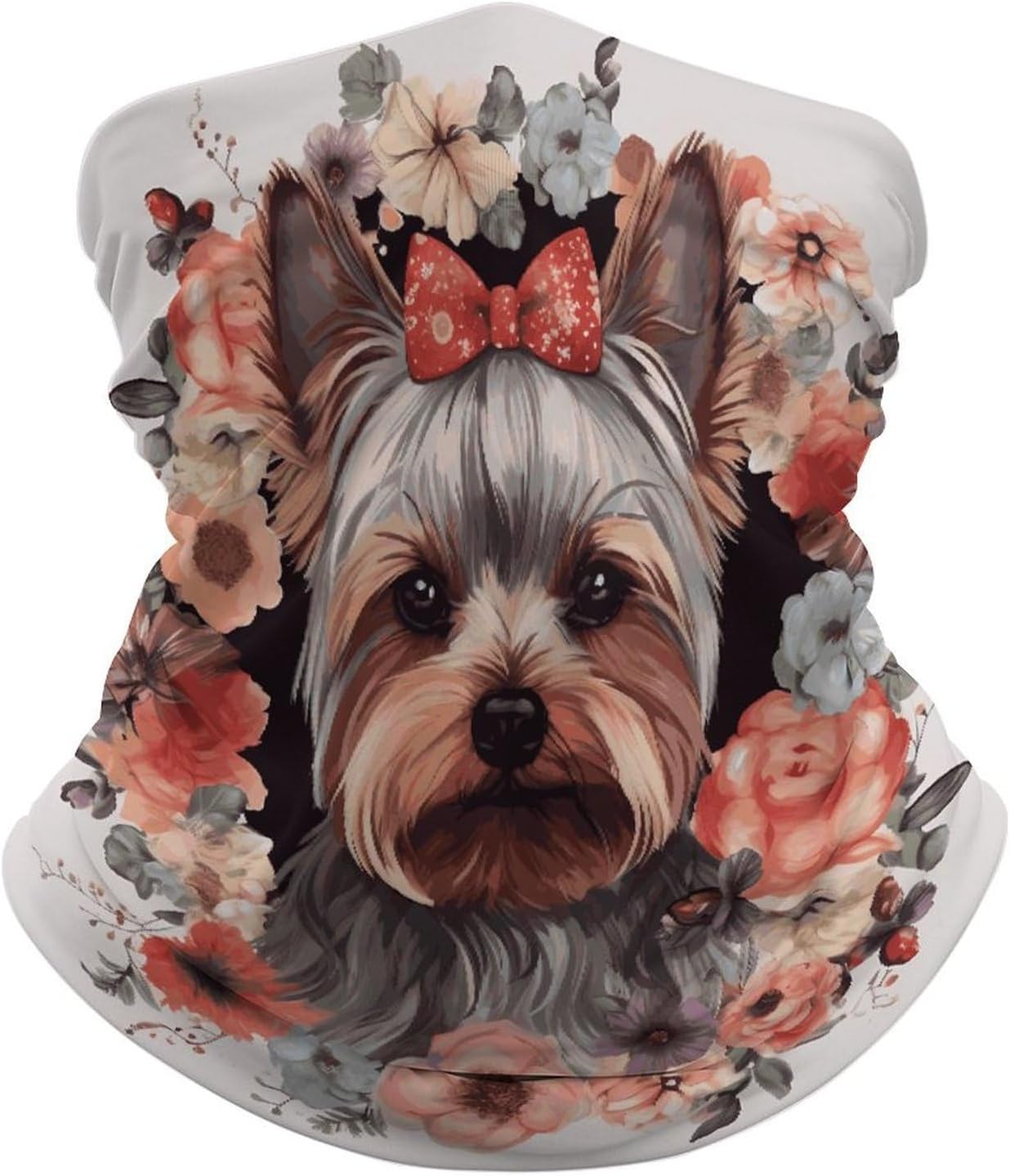 Sun Protection Neck Gaiter Yorkie Floral Balaclava Fishing Mask Hiking Cycling Sports Scarf