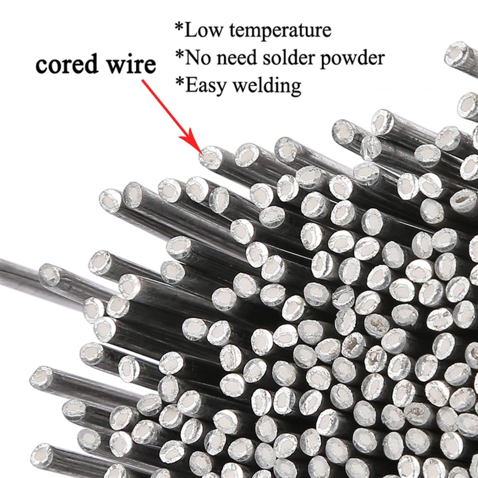 20 piezas/50 piezas de electrodo de soldadura fusible de alambre de aluminio de 1,6/2 mm, alambre con núcleo de fundente con núcleo de aluminio, electrodo de soldadura de aluminio de baja temperatura