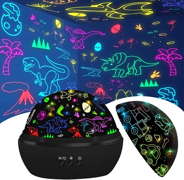 JKGIFTS Dinosaur Toys for Boys,Dinosaur Projector Kids Toys Night Light Kids for 3-8 Year Olds Boys Sensory Toys 2 in 1 Birthday Gifts for 2-10 Year Olds Kids Toddler Toys Christening Gift for Boy