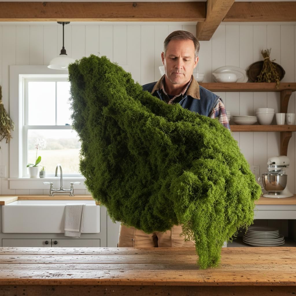 BYHER Fake Moss Mat Artificial Moss Roll - 39" x 39" Cloud Soft Feel Moss Table Runner for Decor, Faux Grass Mat for Crafts, DIY Fairy Garden, Wedding & Party Decorations (Realistic Green: 100x100cm)