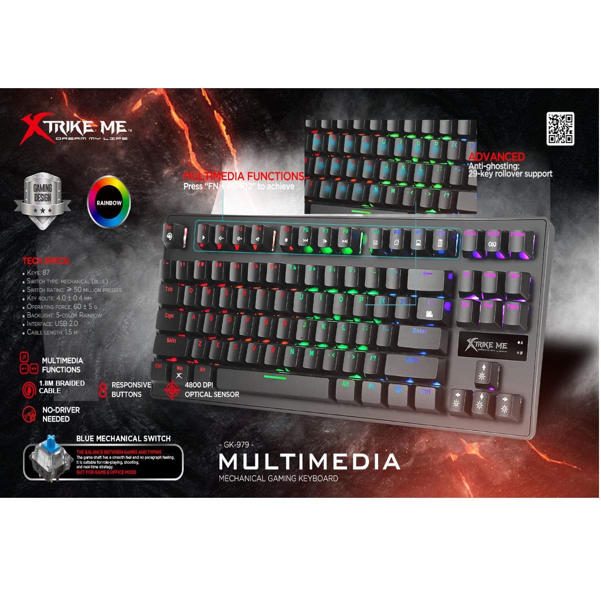 Xtrike Me Luminous Multicolor Gaming Keyboard GK-979