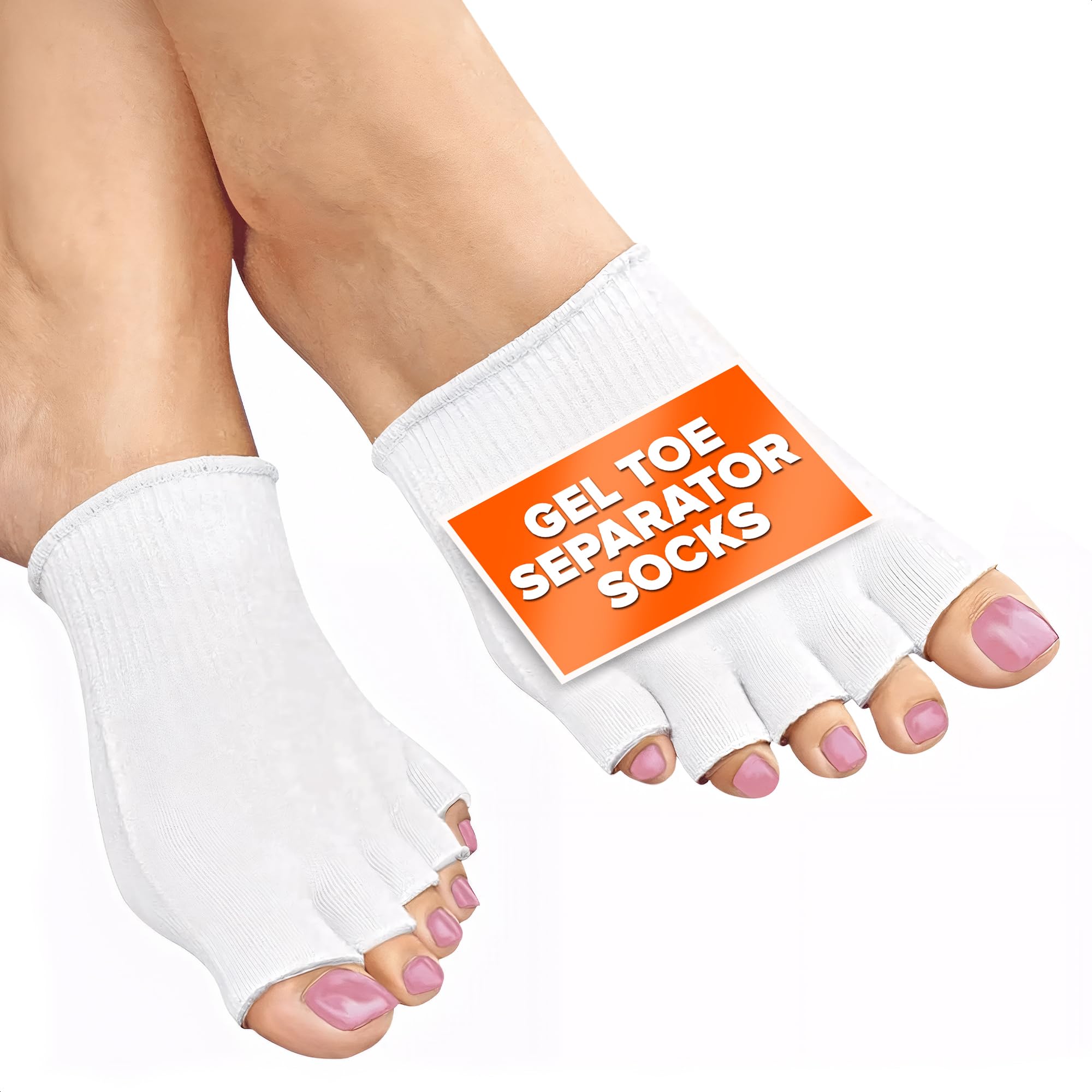 Gel Toe Separator Socks for Women – Gel Toe Compression Socks – Relaxation, Comfortable for Bedtime, Separators for Pedicure & Moisturizing, Fits US Sizes 6-10, Soft Cotton, Long-Lasting Design