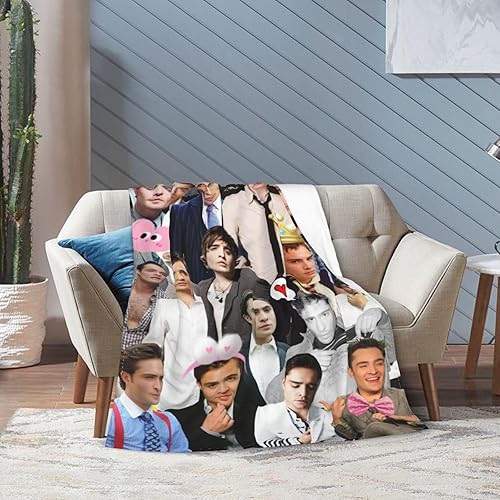 Miniatura 7 de Manta Chuck Bass Ed Westwick suave y cómoda de lana polar para sofá, oficina, coche, camping, yoga, viajes, decoración del hogar, acogedora manta de