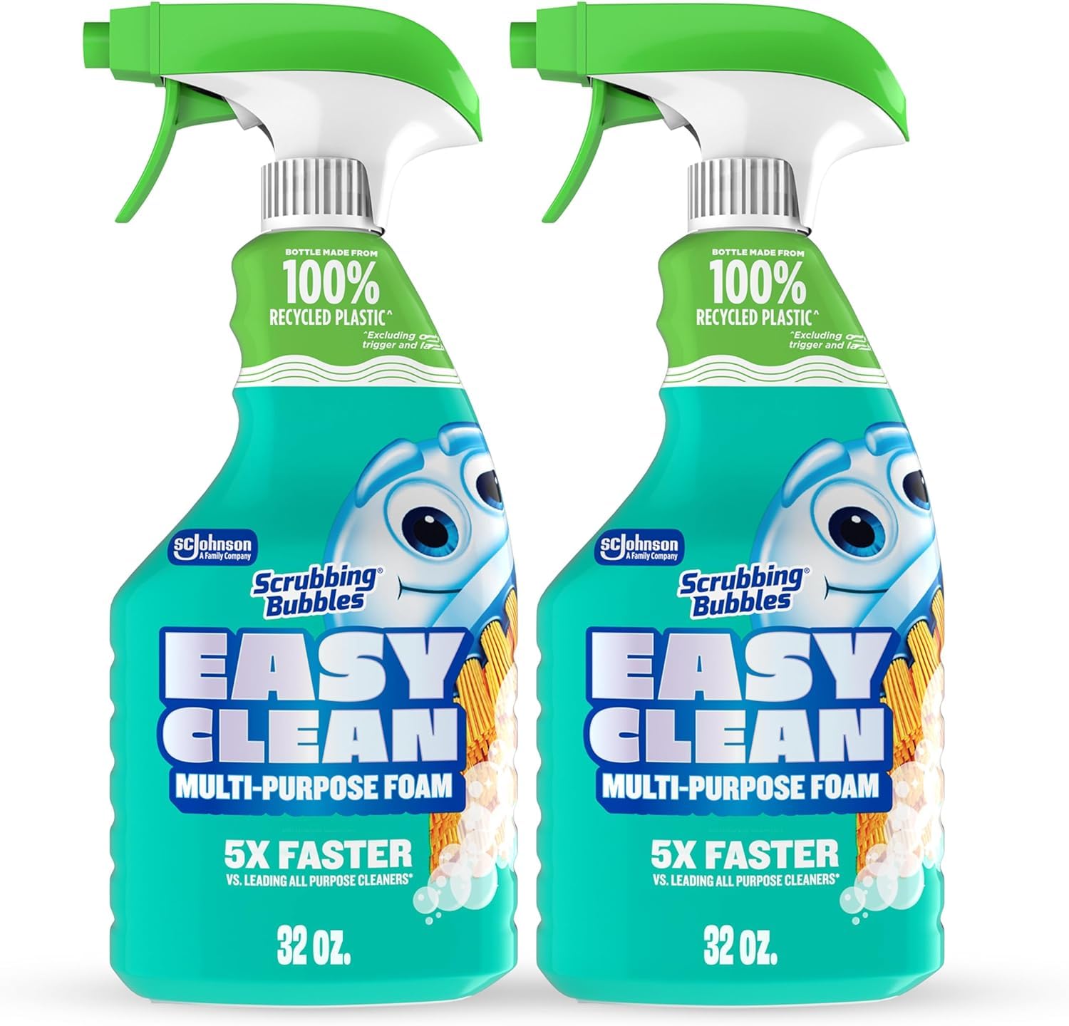 Scrubbing Bubbles Easy Clean Foaming Bleach-Free Bathroom All Purpose Cleaner, Fast-Acting Foam Cleans Limescale, Dirt and Grime on Showers, Sinks, Toilets, Tiles, Counters, 32oz Spray (Pack of 2)