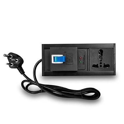 MX Extension Board Single Outlet 16AMP Socket (3000W) to 15AMP Plug Heavy Duty Cord 20Mtr W/Child Safety Shutter, AC Line Fault Detector & Single Pole MCB Switch 32AMP Flame Retardant Body (MX-4225D)