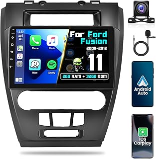 for 2009-2012 Ford Fusion Mondeo Mustang Radio, Android 11 CarPlay Car Stereo with Android Auto 10.1 Inch Touchscreen Bluetooth Car Audio Receiver Support SWC GPS WiFi Backup Camera FM RDS HiFi CANBUS