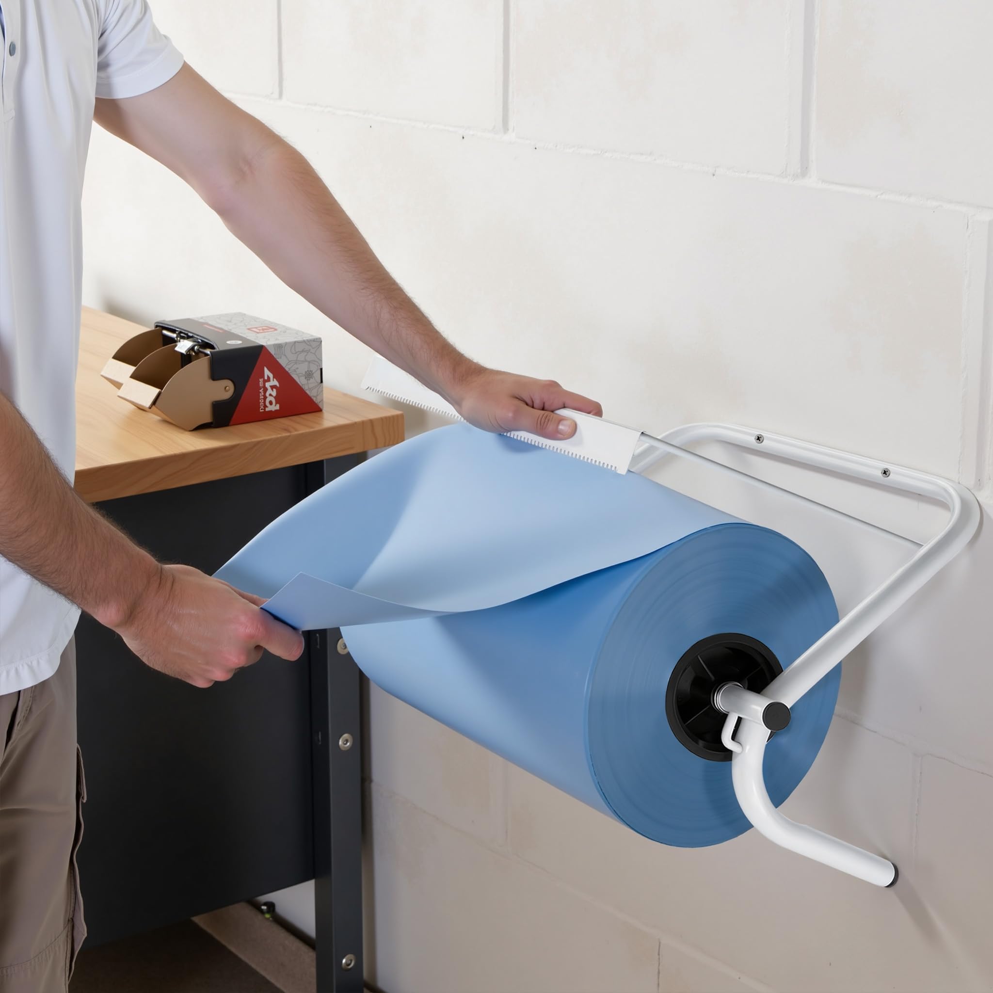 WilTec Porte Papier Mural – Largeur Max. 34 cm, diamètre Max. 40 cm – en Métal – Porte Rouleau, dérouleur, dévidoir, Distributeur de Papier