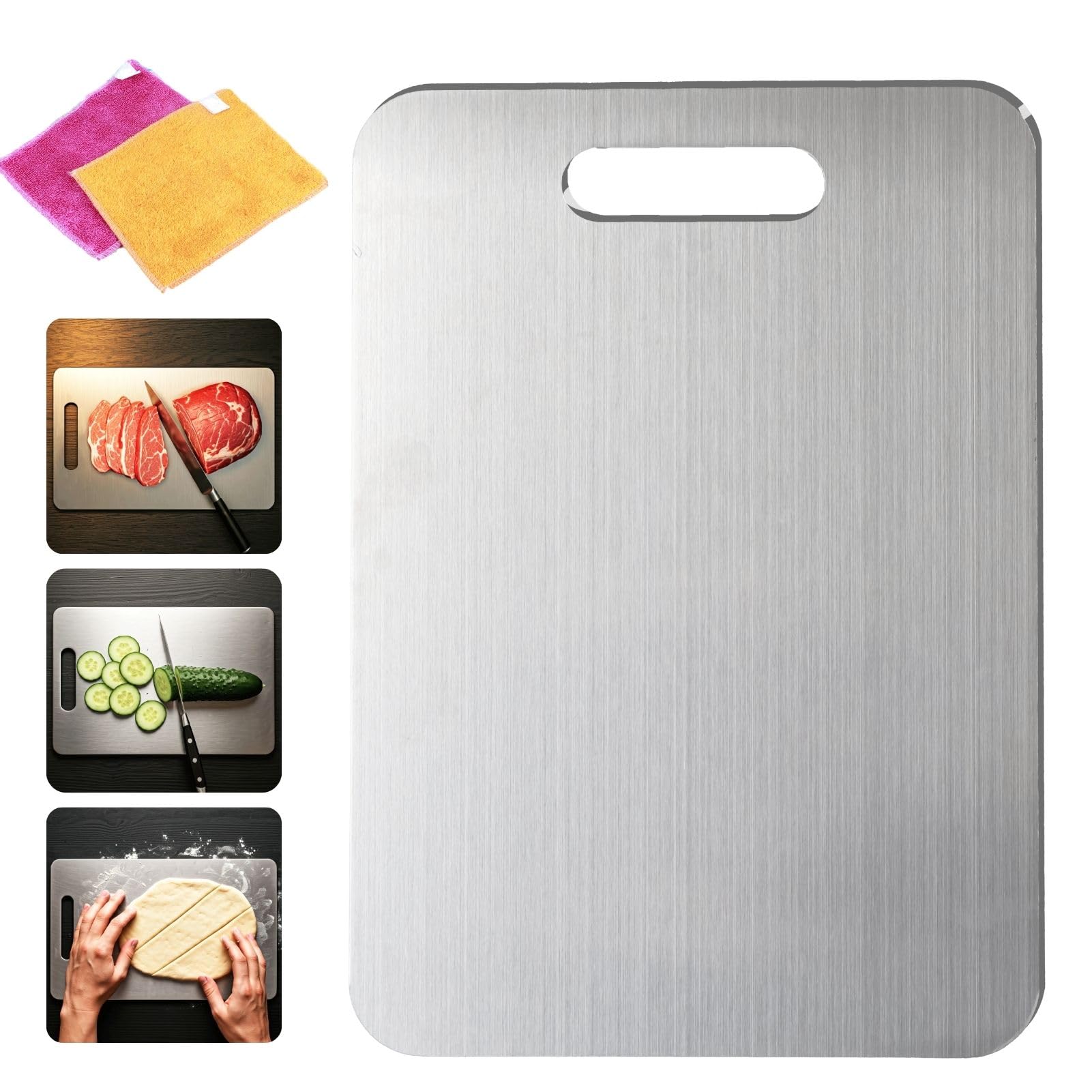 Titanium Cutting Board, 2025 New Upgrade 100% Pure Titanium Cutting Boards for Kitchen, Hygiene & Durability Non Stick Titanium Chopping Board, Double sided Titanium Cutting Mat (13 x 9 in)