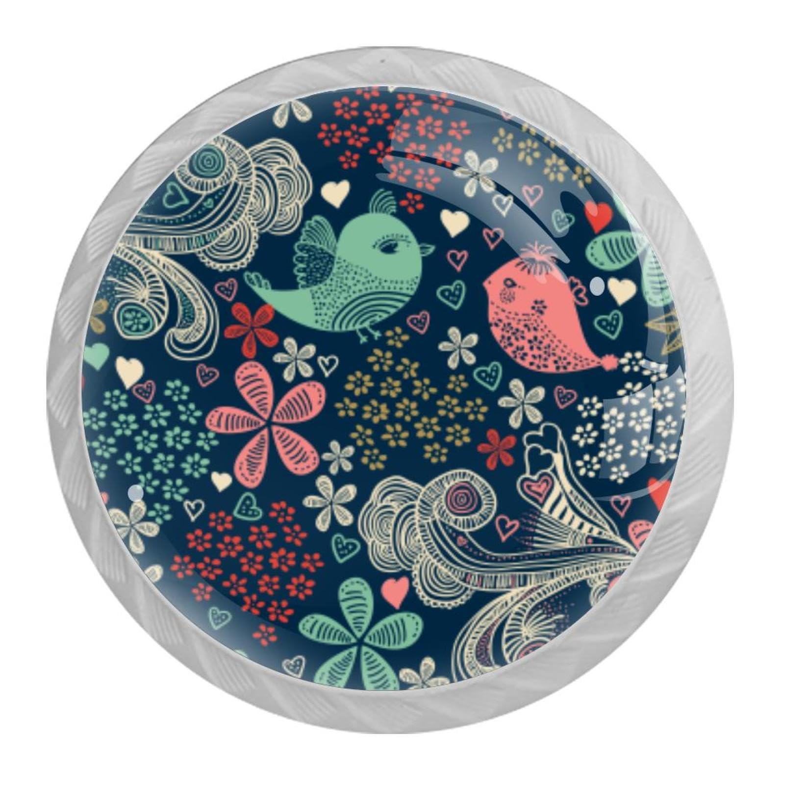 Tqmspg Multi01 4 Pieces Drawer Pulls Bird Pattern Door Knobs Dresser Handles For Kitchen Wardrobe Cupboard Hardware Furniture