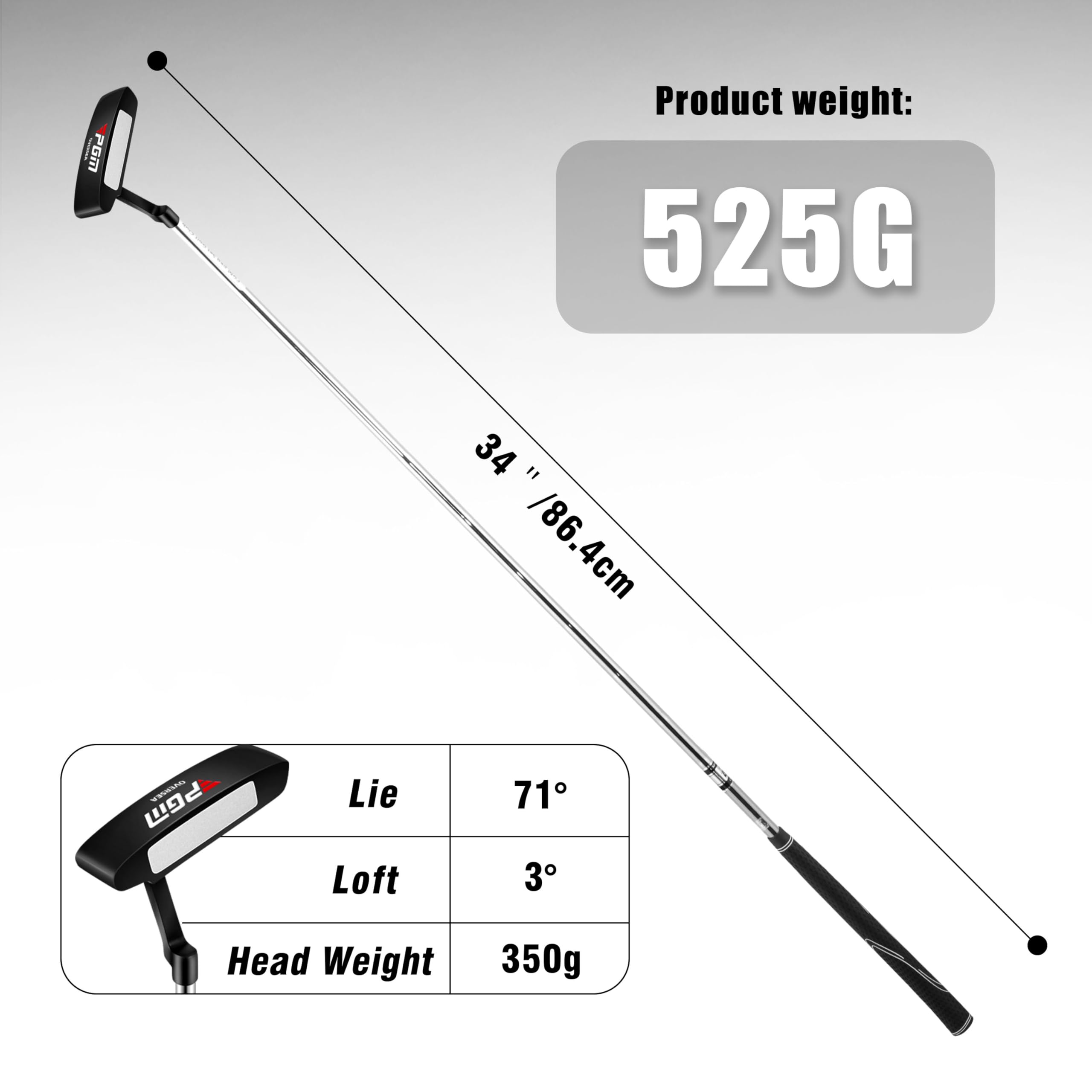 PGM Putter de Golf – Putters à Lame pour Homme et Femme – Club de Golf Haute tolérance – Alignement Parfait pour Jouer en Tournoi