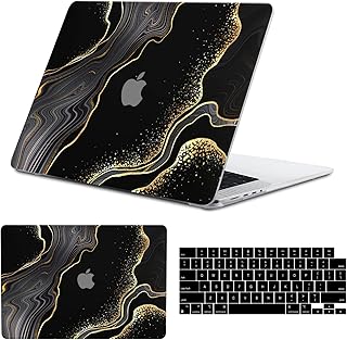 Compatible with MacBook pro 14 inch Case,2023 2022 2021 Model A2442 M1 Pro / M2 A2779 Max Chip & Touch ID and Keyboard Protectors,Laptop Plastic Hard Shell(Black Marble)