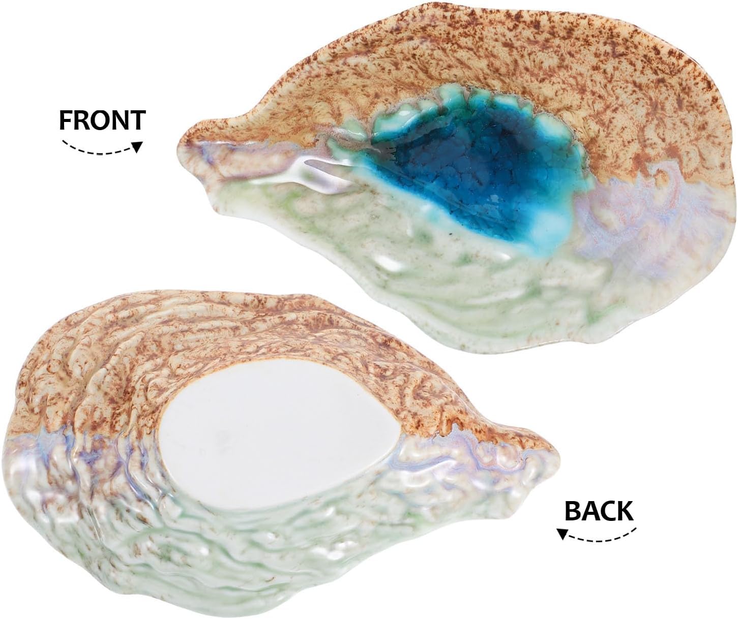 Oyster Shell Shaped Irregular Porcelain Plate 7.5 Size Cerulean Glaze Snack Dish Household Fruit Salad Serving Tray for Western Dining
