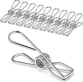 Skroad Clothes Pegs, 32 Pack Rustproof Stainless Steel Clothes Laundry Pegs for Washing Line, Strong Grip Washing Line Pegs, Clothes Pegs Clips for Snack Bags, Towels, Picture, Paper, Kitchen, Office