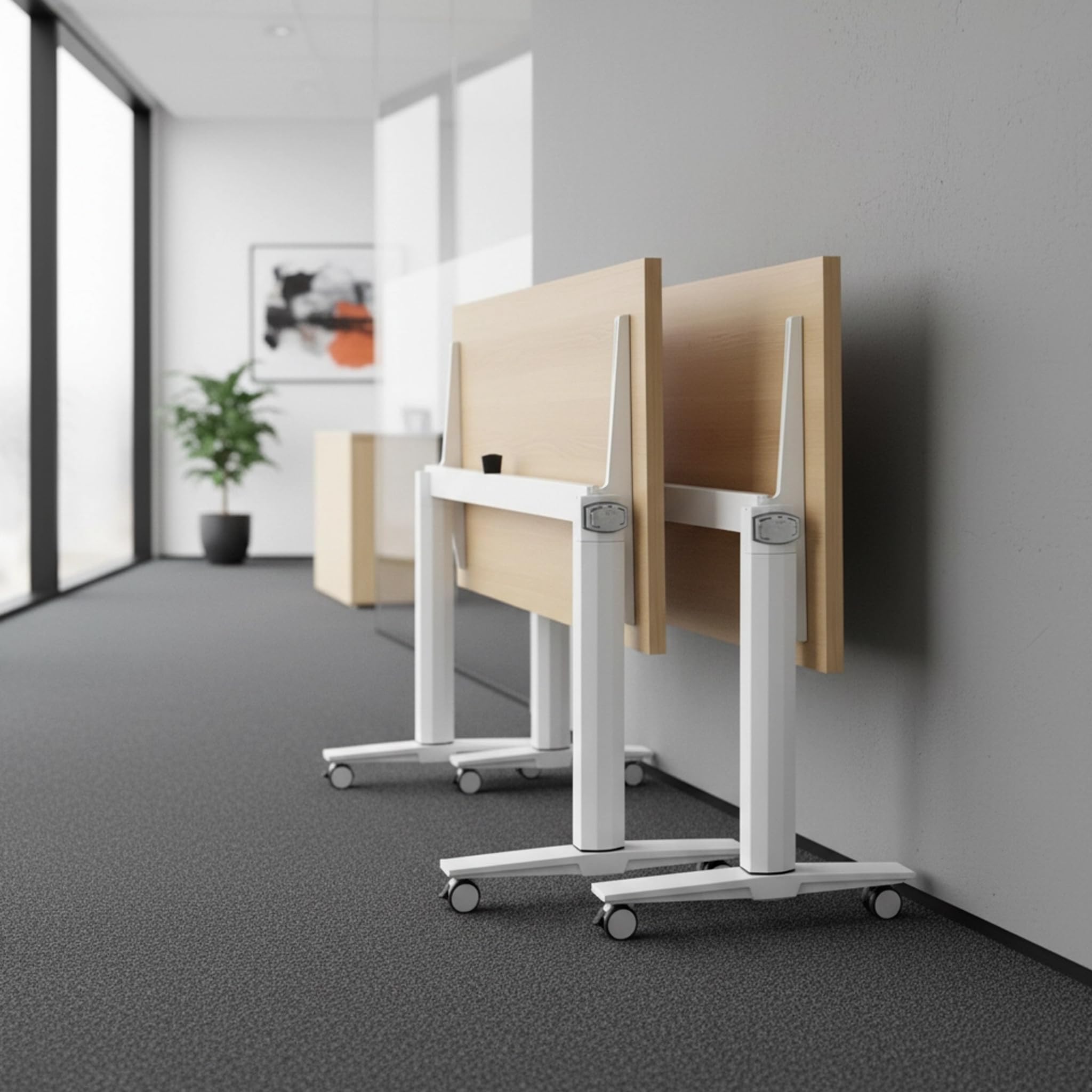 Spacio FlexiMove Mesa Plegable y Volteable de Oficina con Ruedas Escritorio abatible Profesional (Blanco, 140x60cm)
