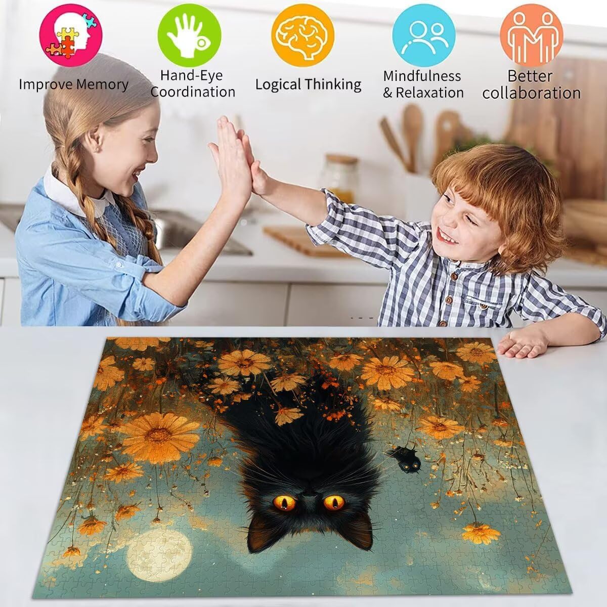 Puzzle Erwachsene 2000 Teile Katze Blume Educa Jigsaw für Kinder ab 8 Jahren Mädchen Jungen, Erwachsene Impossible Klassische Puzzles Schwer, Anspruchsvoll Spielspaß, Als Geschenke 70x99cm t-688
