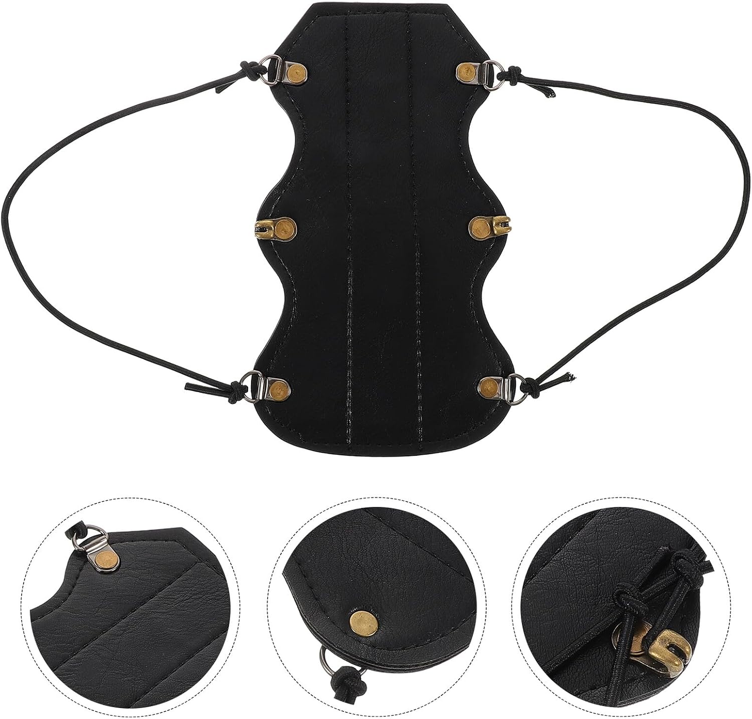 Didiseaon Archery Arm Guard Protector and Wrist Guard, Adjustable Pu Leather Forearm Bracer for Traditional Bow, Outdoor Hunting and Target Shooting Protective Gear, Black