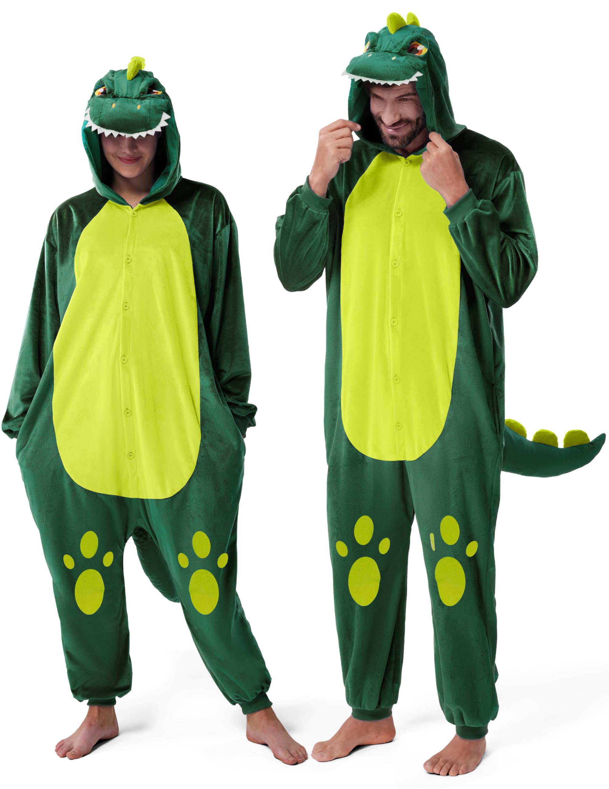Spooktacular Creations Dinosaur Pajamas, Dinosaur Costume Adult, Halloween Costumes Jumpsuit Hoodie Outfit for Cosplay Parties