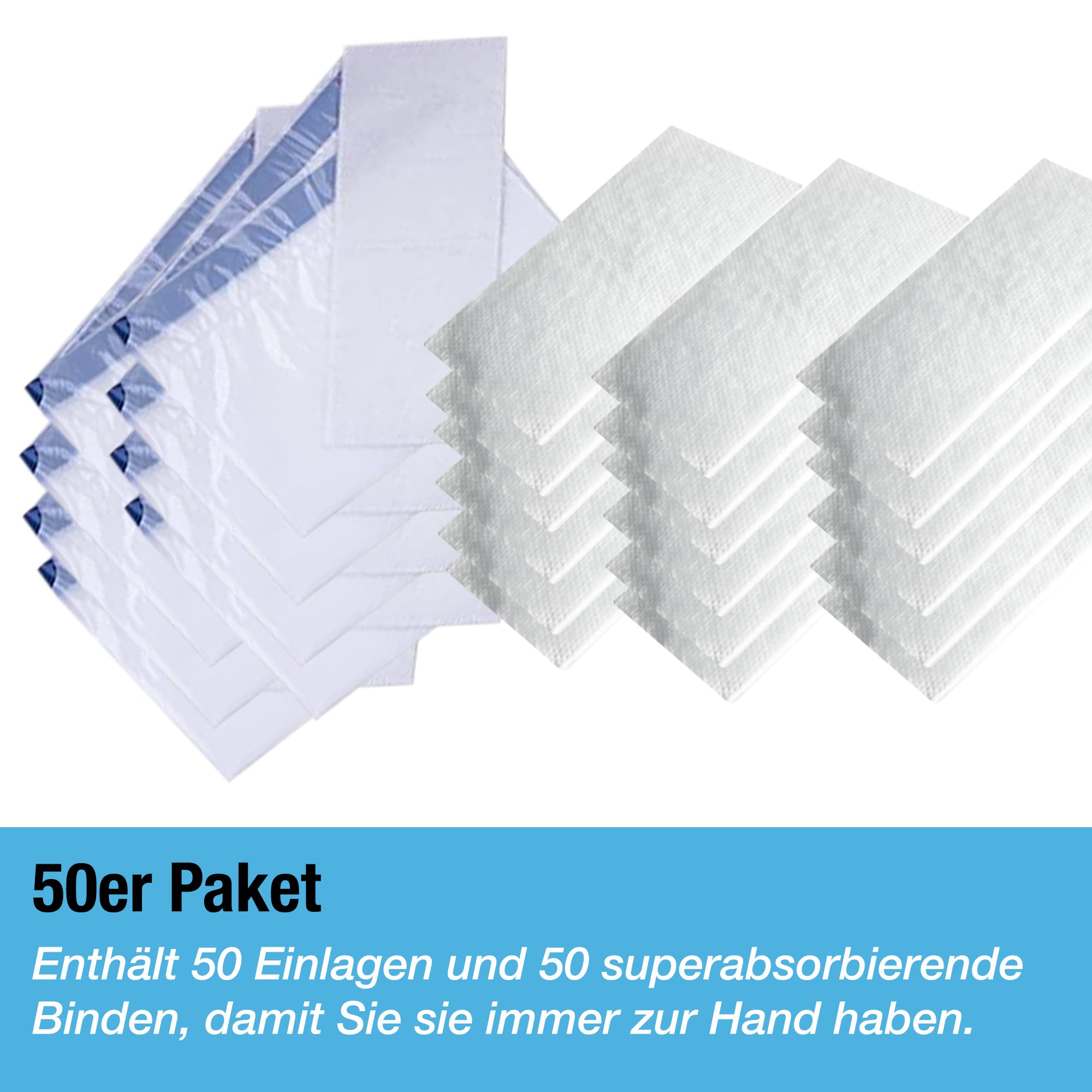 Tilcare Toiletteneinlagen mit Superabsorbierenden Einlagen 50er Pack - Für Bettpfannen, tragbare Toiletten und Toilettenstühle - Eimereinlagen für Krankenhaus & Zuhause - Absorbieren bis zu 1000ml