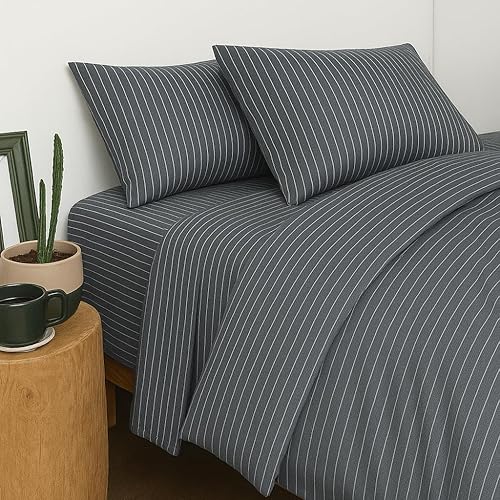 Peru Pima Juego de sábanas - Tamaño Queen, 4 piezas, 100% algodón Pima peruano, Percale, 415 hilos, refrescante, transpirable y suave, ropa de cama