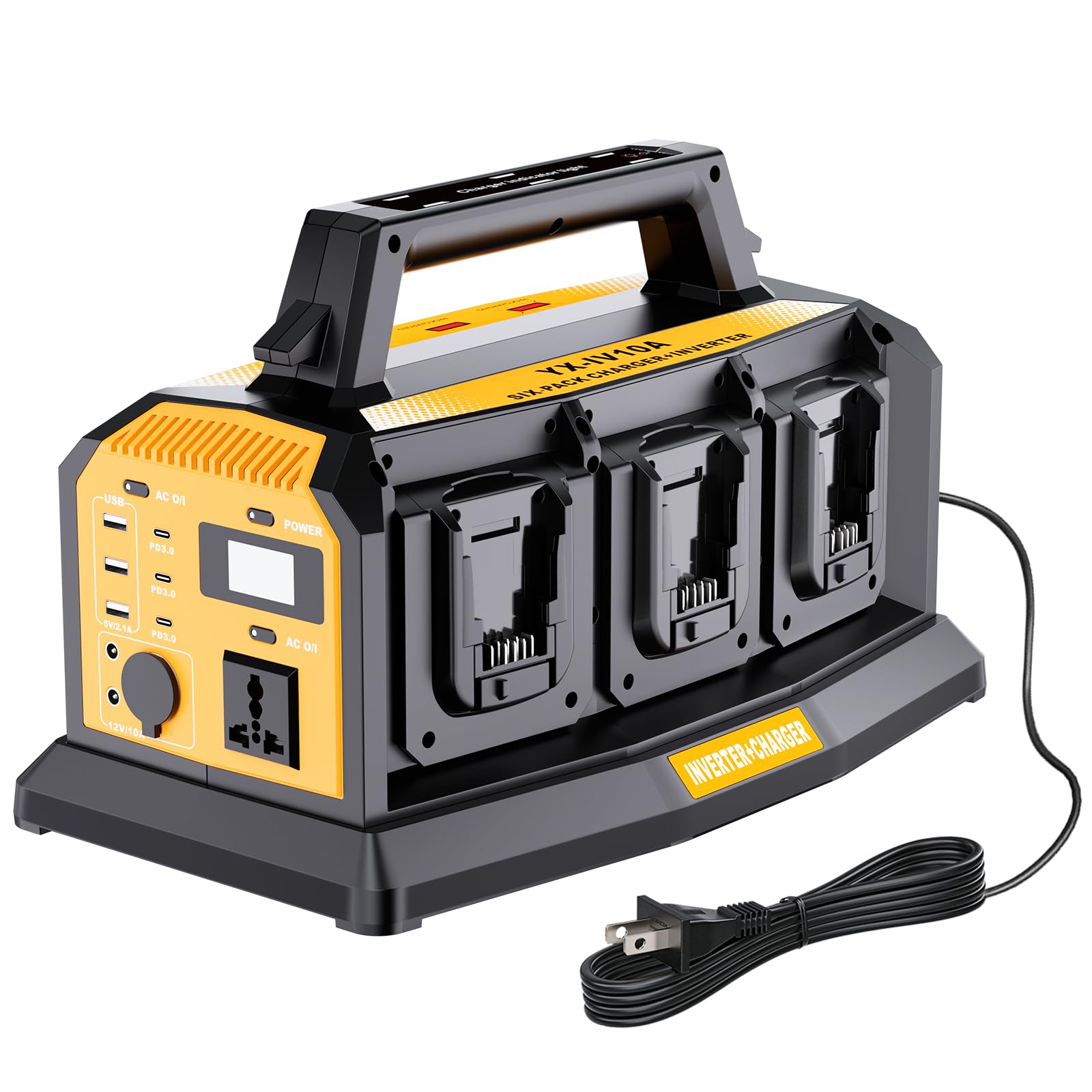 Amazon.com: 1000W Power Inverter Compatible with Dewalt 20V Li-ion Battery,  6A Battery Charger, 6-Port 20V to 120V Pure Sine Wave Inverter with LED  Light 12V Car Socket : Automotive