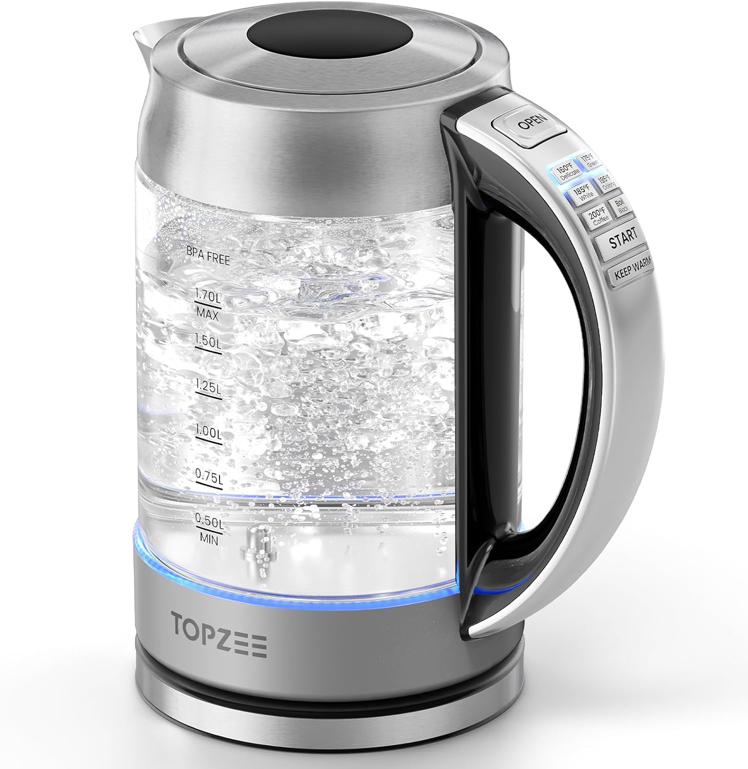 TOPZEE 1.7L Glass Electric Kettle,...