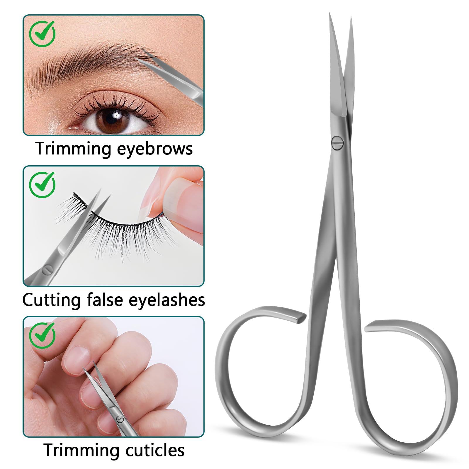 CGBE Forbicine per Cuticole Professionale: Forbici Cuticole Punta Curva in Acciaio Inossidabile - Lama Extra Affilata Sottile - Borsa Portaoggetti in Pelle PU - Per Rimuovere Pelle Morta e Cuticole