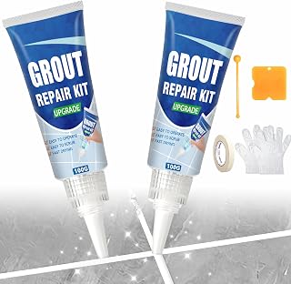 Joyaone Tile Grout Repair Kit 2-Pack White - Fast Drying Filler Sealer for Bathroom Kitchen Shower Tiles