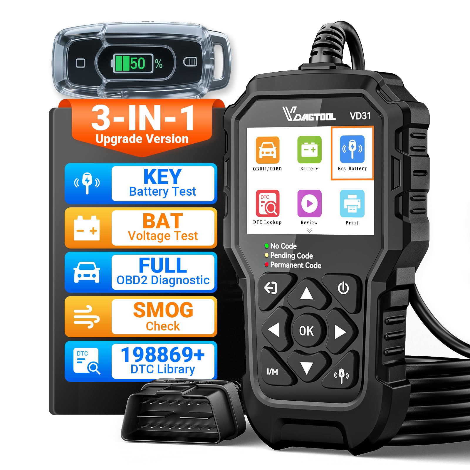 Amazon.com: VDIAGTOOL VD31 Enhanced OBD2 Scanner, 3-in-1 Check
