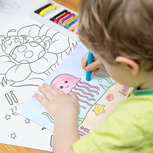 Miniatura 6 de Páginas para colorear de animales de 8 x 10 pulgadas para niños, hojas para colorear pequeñas del alfabeto de aprendizaje ABC a granel (26 hojas)
