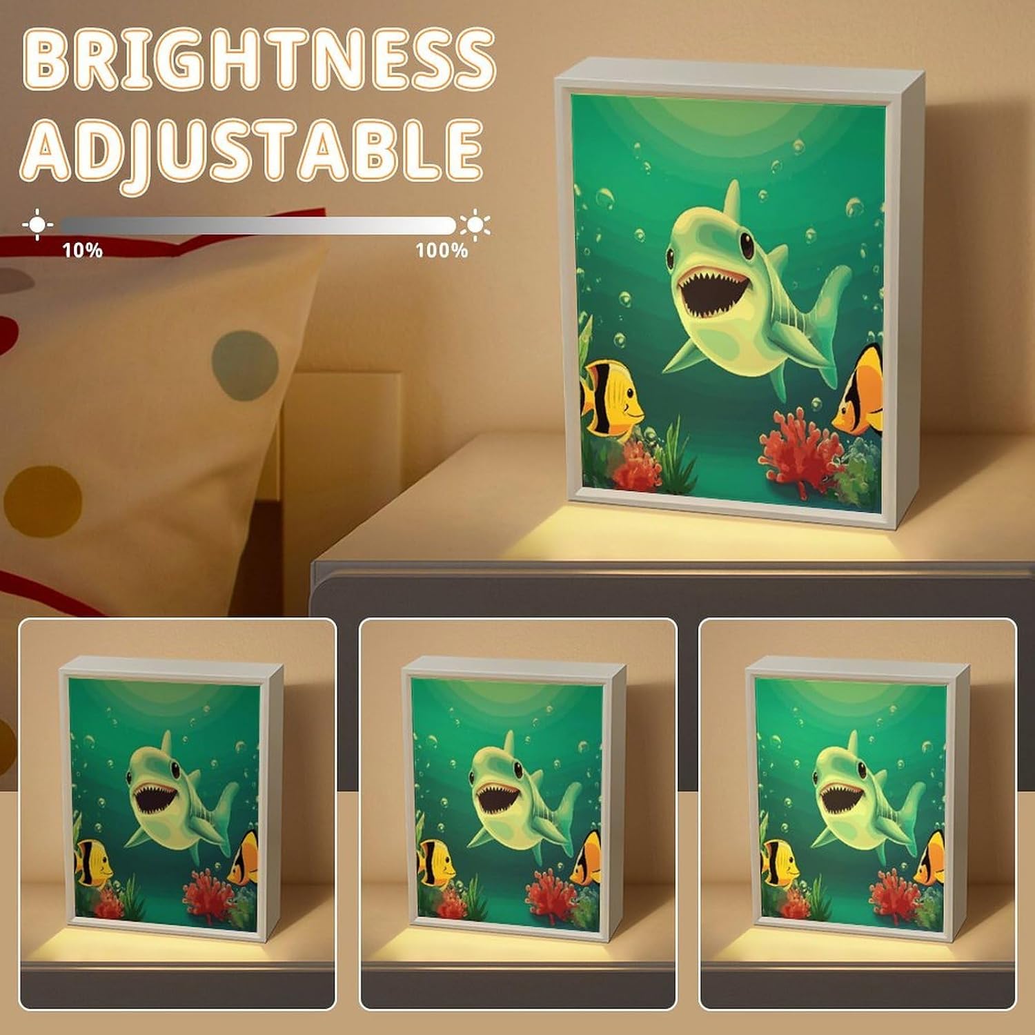 Smiling Shark Vanity Mirror LED Vanity Mirror with Lights 3 Color Modes with Lighted Makeup Mirrors Acrylic Decoration Desk Mirrors for Bedroom Bathroom8.3 x6.5 image 5