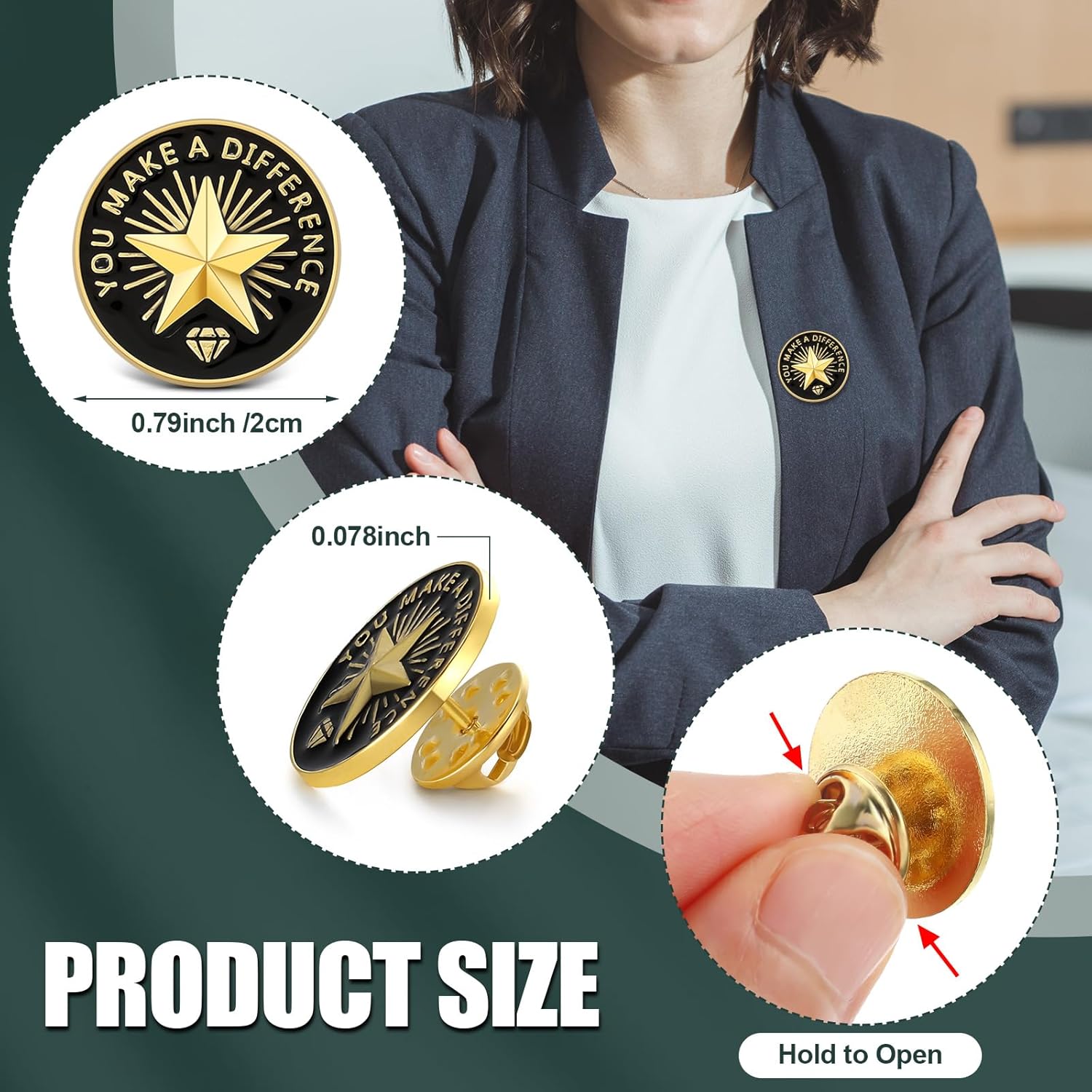 Yunlly 100 Pcs Employee of The Month Lapel Pins Recognition Employee Star Appreciation Enamel Pins Team Gift for Team Staff Volunteer Nurse Teacher Coworkers Award