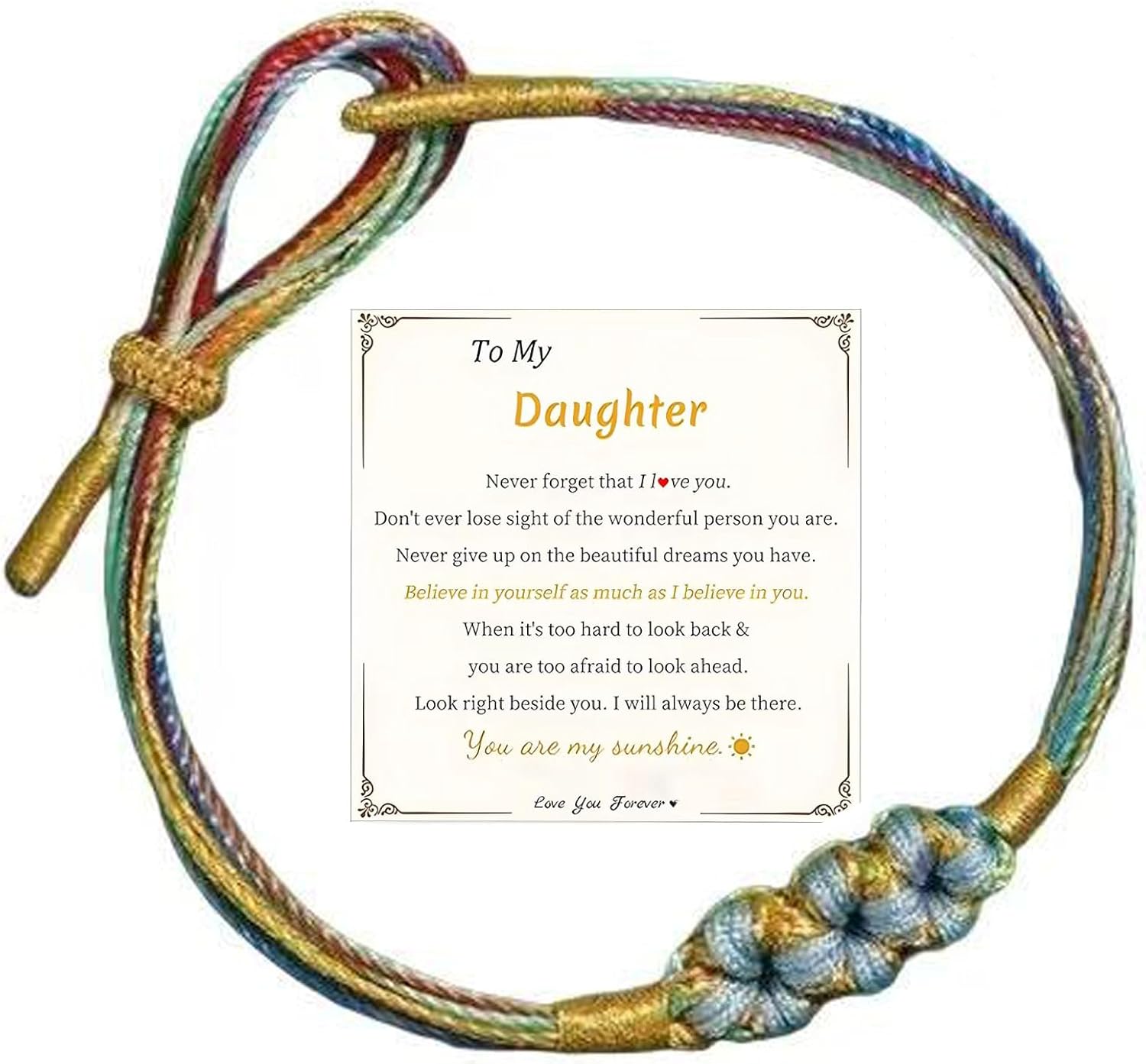 To My Daughter- A Link That Can Never Be Undone Peach Blossom Knot Bracelet, Daughter Bracelet from Mother Always Brave And Strong Adjustable Hand Braided DIY Bracelet For Women Christmas Jewelry Gifts