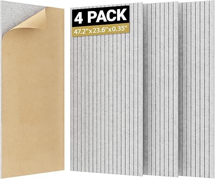 TONOR 4 Pack Large Acoustic Panels,47.2" X 23.6" X 0.35" Acoustical Wall Panel, Self-Adhesive Sound Proof Panels, Decorative Soundproof Wall Panels for Echo Absorption for Home Studio Office, Grey