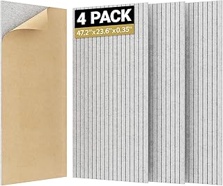 TONOR 4 Pack Large Acoustic Panels,47.2" X 23.6" X 0.35" Acoustical Wall Panel, Self-Adhesive Sound Proof Panels, Decorative Soundproof Wall Panels for Echo Absorption for Home Studio Office, Grey