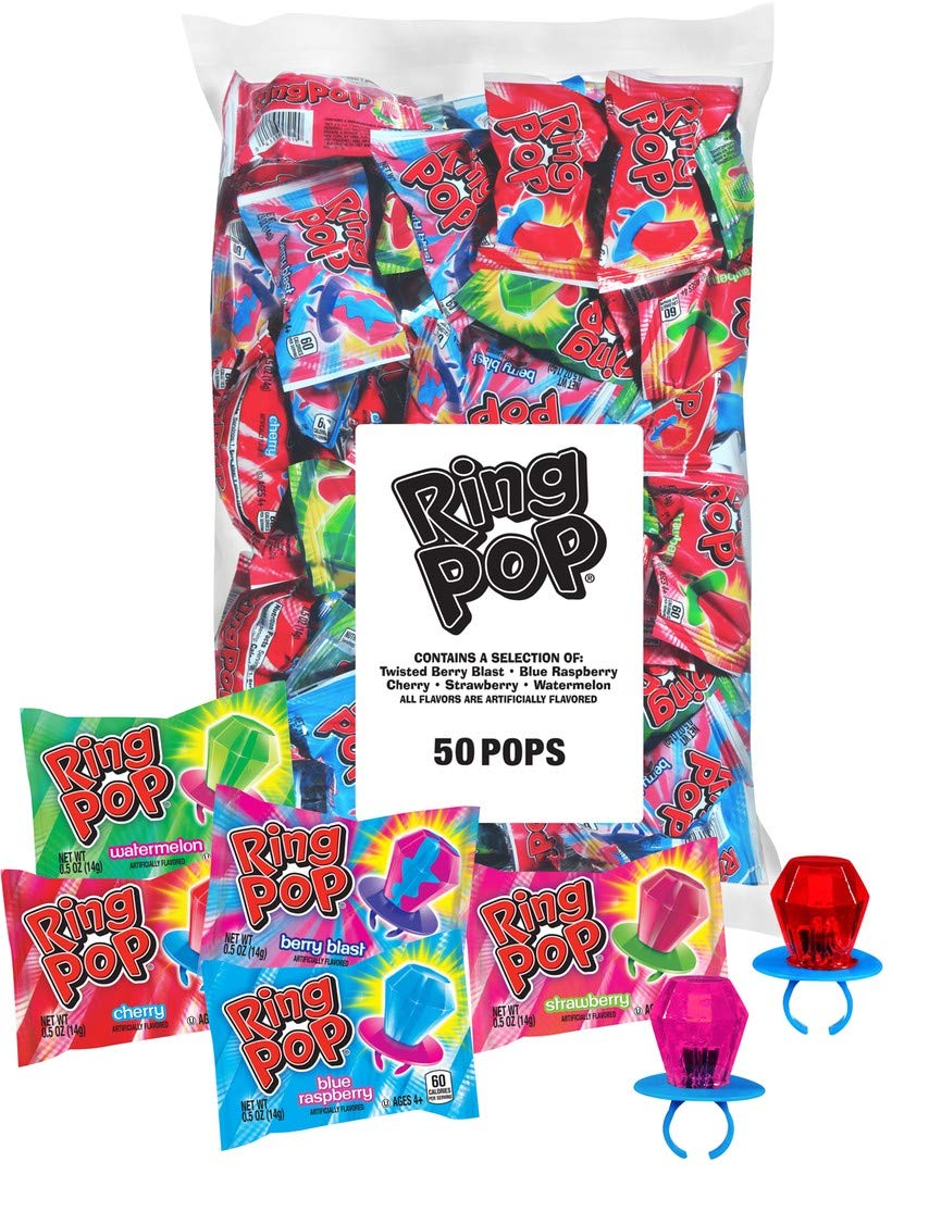 Ring Pop Individually Wrapped Bulk Lollipop Variety Party Pack 50 Count Lollipop Suckers W Assorted Flavors Fun Candy For Birthdays And Celebrations Amazon Sg Grocery