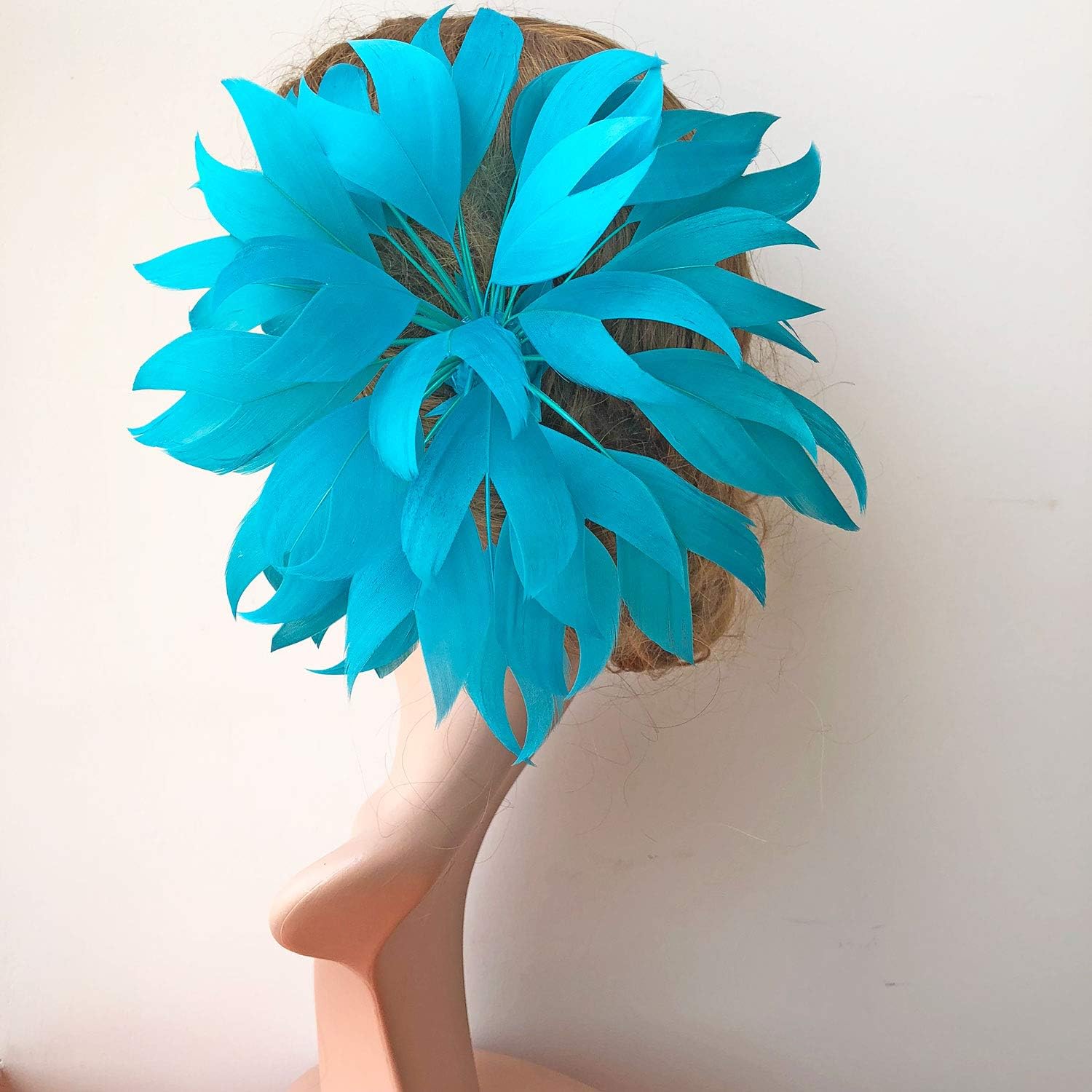 Peacock Feather Flower Mount Goose Feather Fascinator Hat Accessoires for Prom Party Church Veil