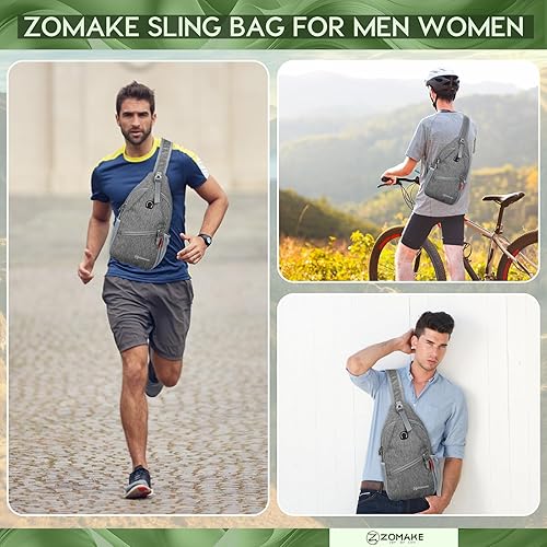 Miniatura 8 de ZOMAKE Bolso bandolera,Mochila cruzada pequeña,Mochila de hombro resistente al agua para viajes,Bolsa de pecho antirladrón para senderismo, negro,